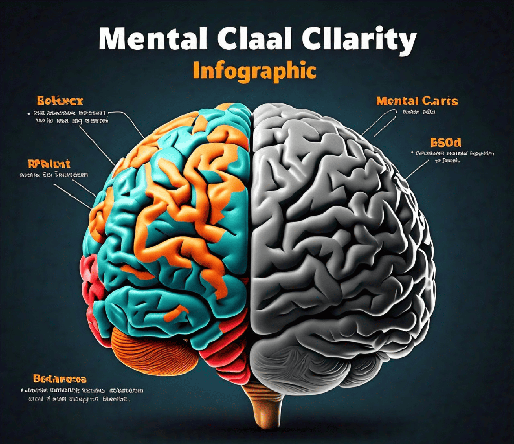 An infographic illustrating the importance of mental clarity, common challenges, and how Rudraksha can support cognitive function